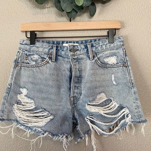 GRLFRND Helena High Rise Denim Shorts